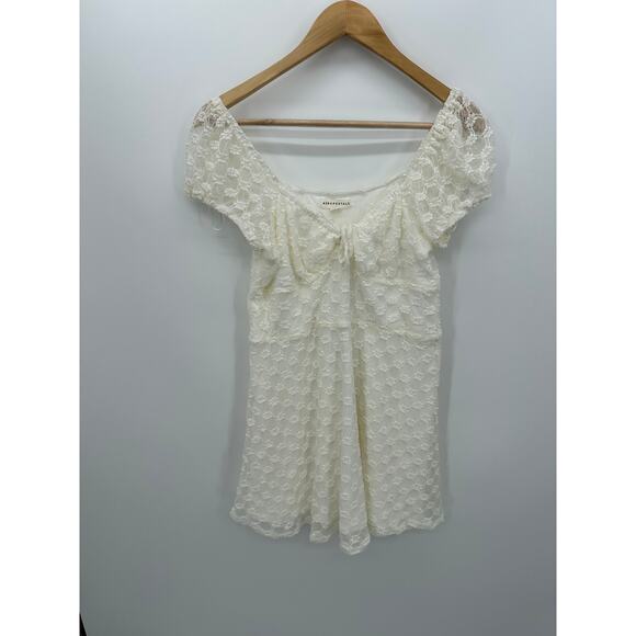Aeropostale Dresses & Skirts - Aeropostale Cream Lace Mini Babydoll Dress Size L Witchy Fairy Coquette Dainty
